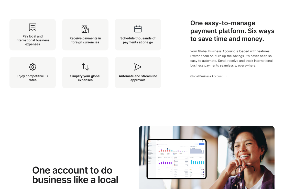 Business payments feature set
