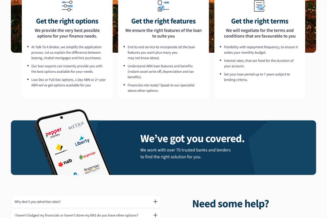 Talk to a Broker finance options